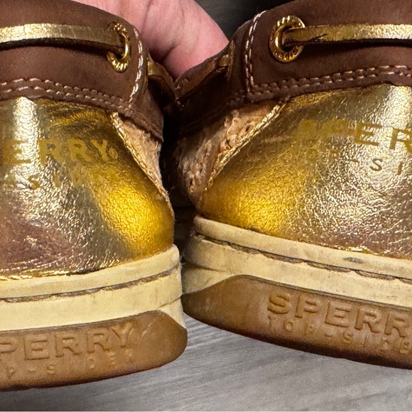 Sperry’s Brown and Gold Women's Loafers - Picture 4 of 9
